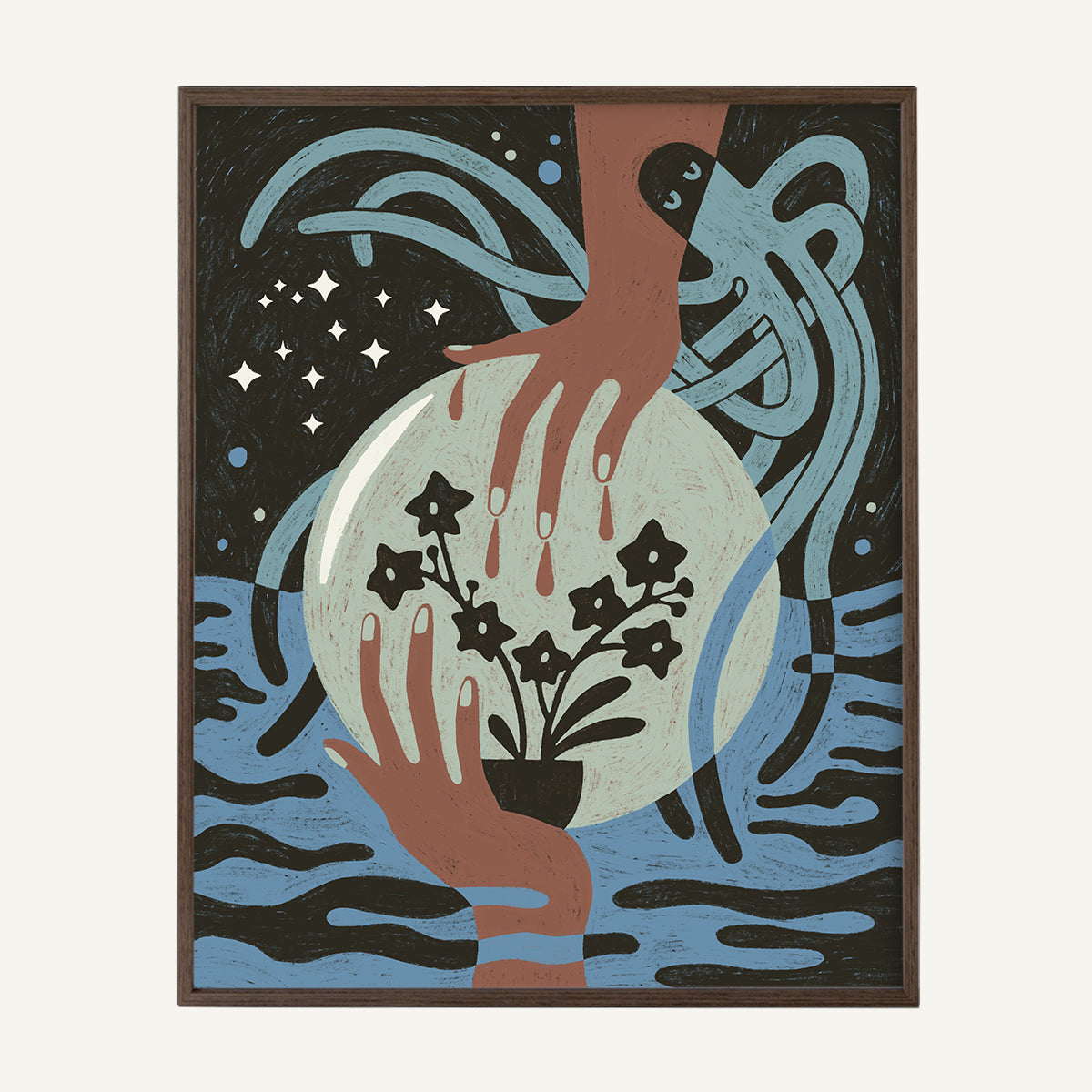 Aquarius zodiac art print Aquarius Cool_0020s_0006_dark oak.jpg