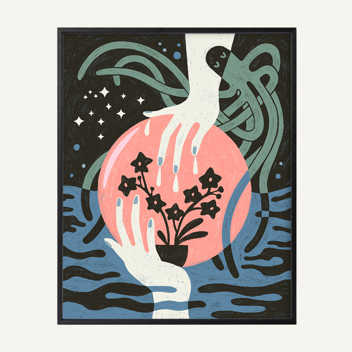Aquarius zodiac art print Aquarius Warm_0021s_0003_black oak.jpg