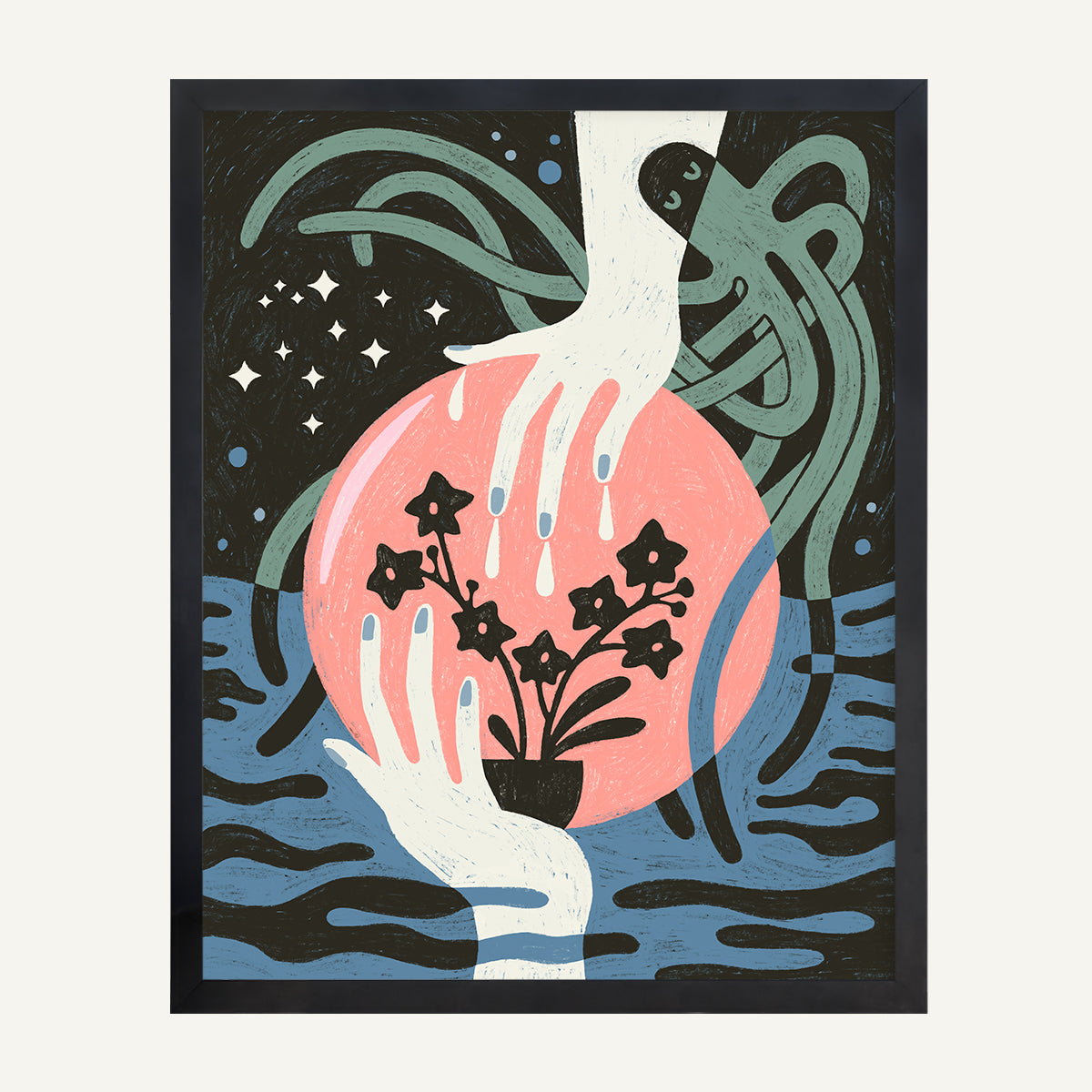 Aquarius zodiac art print Aquarius Warm_0021s_0005_Black Gallery.jpg