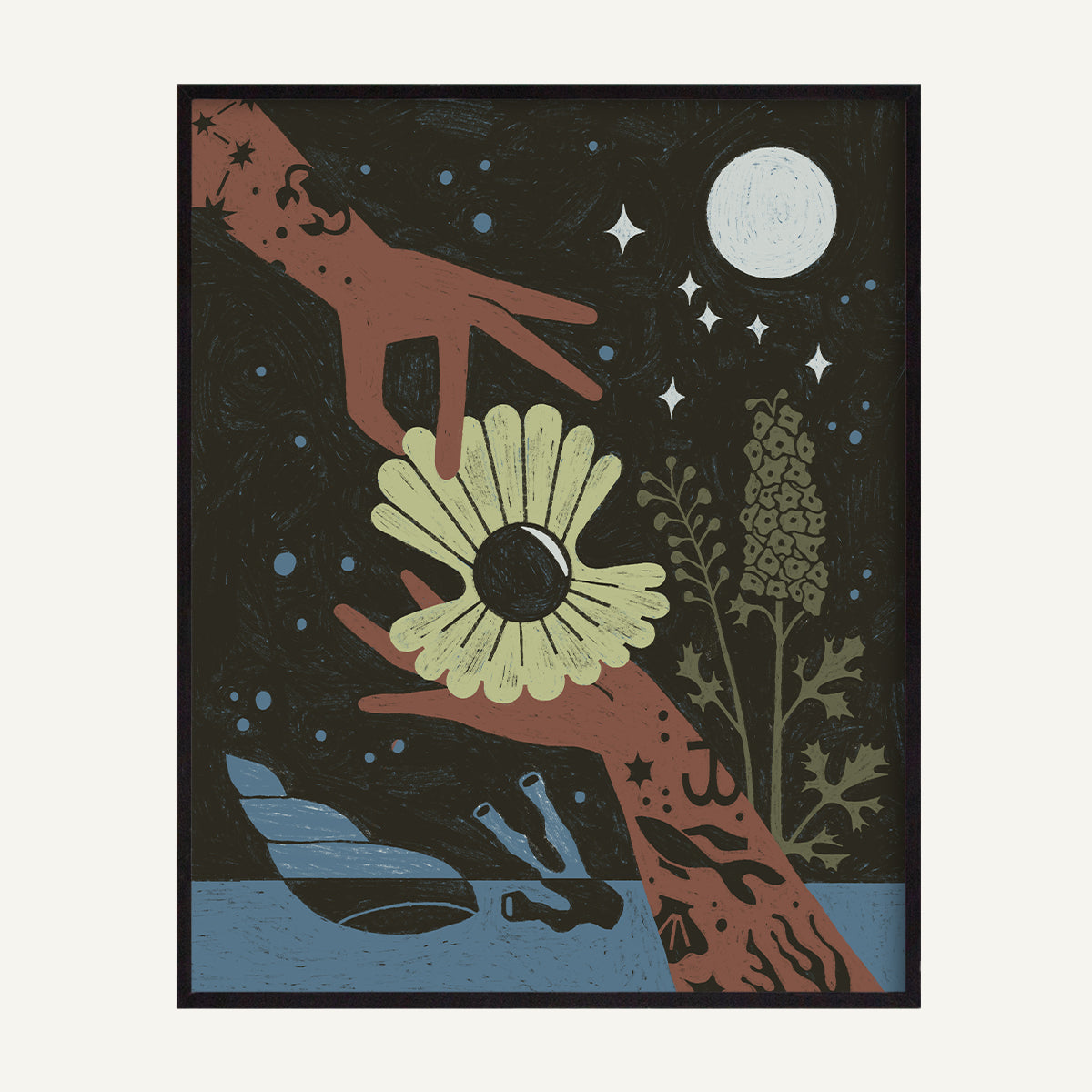 Cancer zodiac art print Cancer Cool_0006s_0000_16x20 Black Metal.jpg
