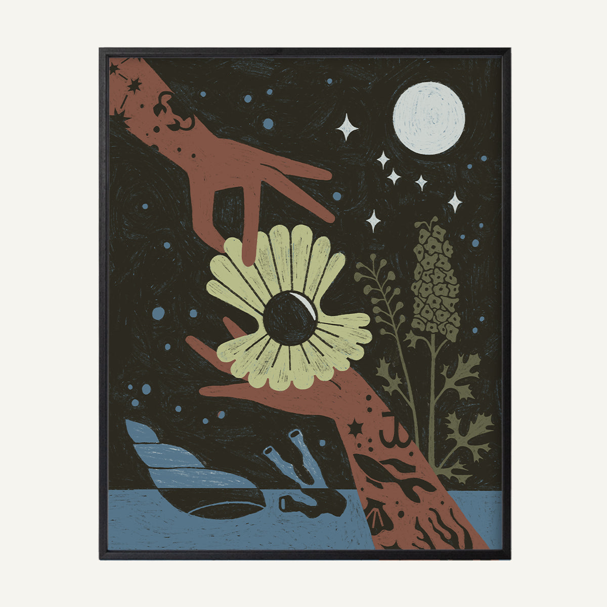 Cancer zodiac art print Cancer Cool_0006s_0003_16x20 black oak.jpg