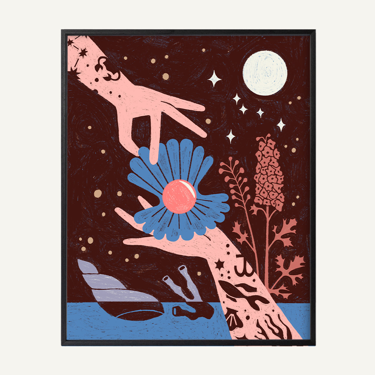 Cancer zodiac art print Cancer Warm_0007s_0003_16x20 black oak.jpg