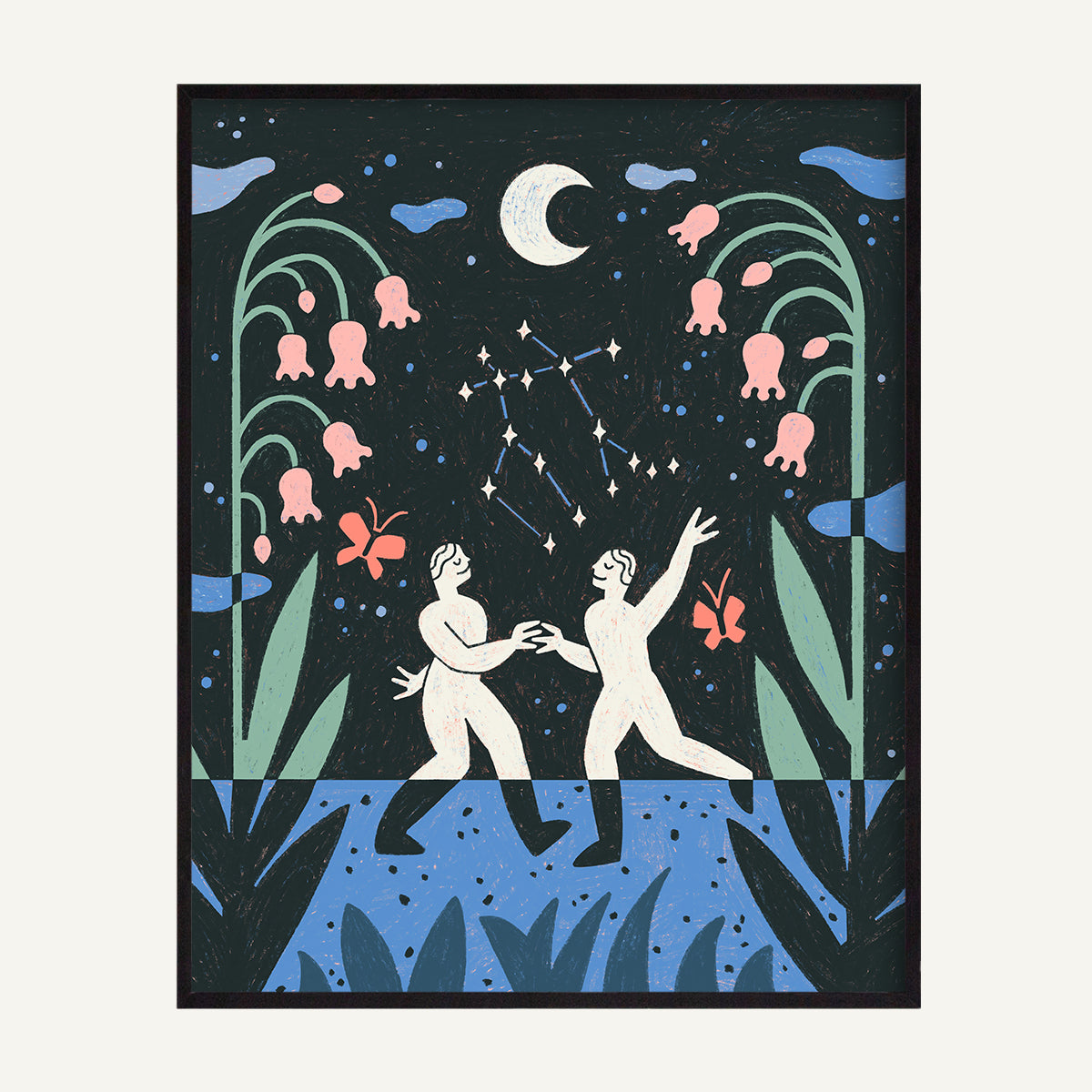 Gemini zodiac art print Gemini Warm_0005s_0000_16x20 Black Metal.jpg