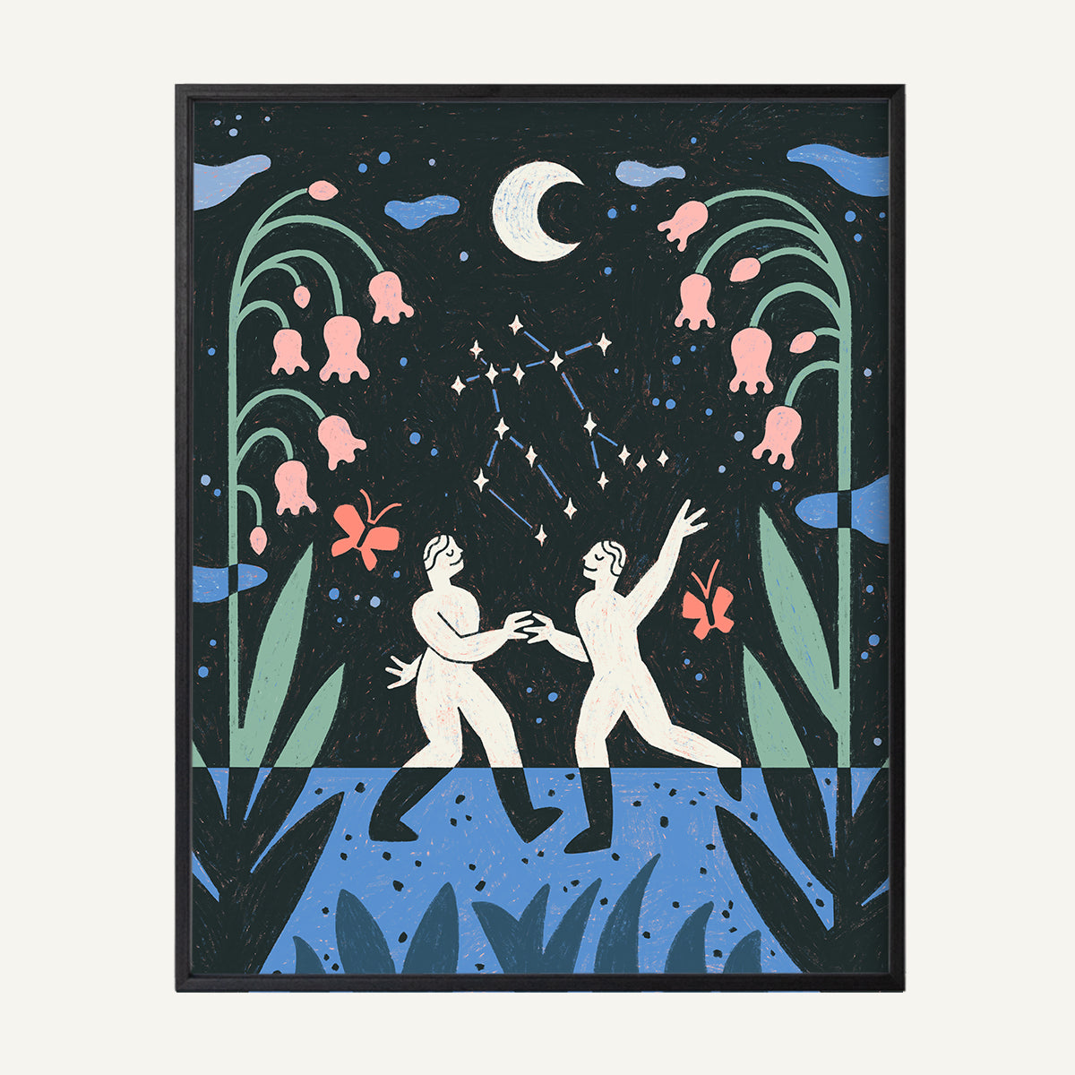 Gemini zodiac art print Gemini Warm_0005s_0003_16x20 black oak.jpg