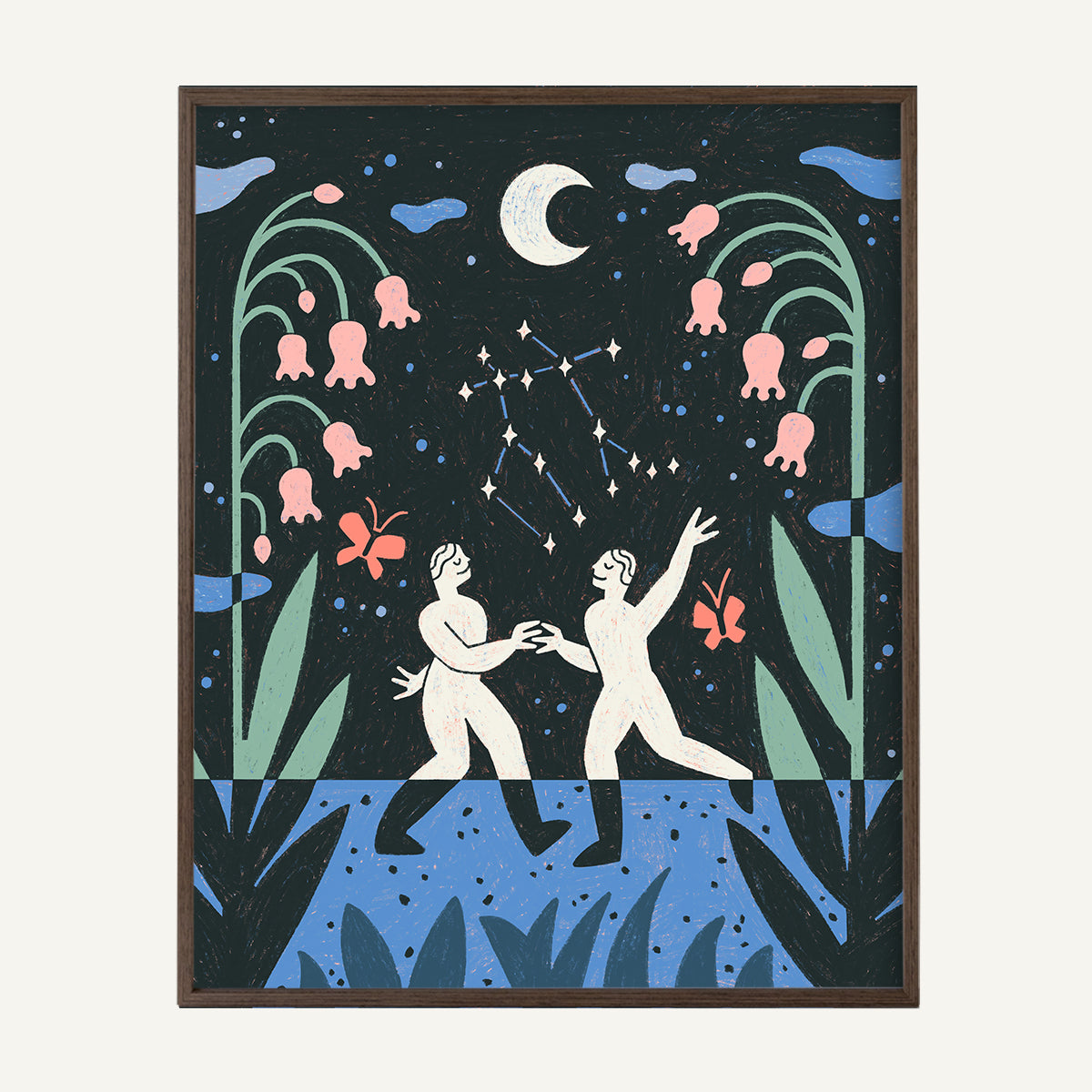 Gemini zodiac art print Gemini Warm_0005s_0006_16x20 dark oak.jpg