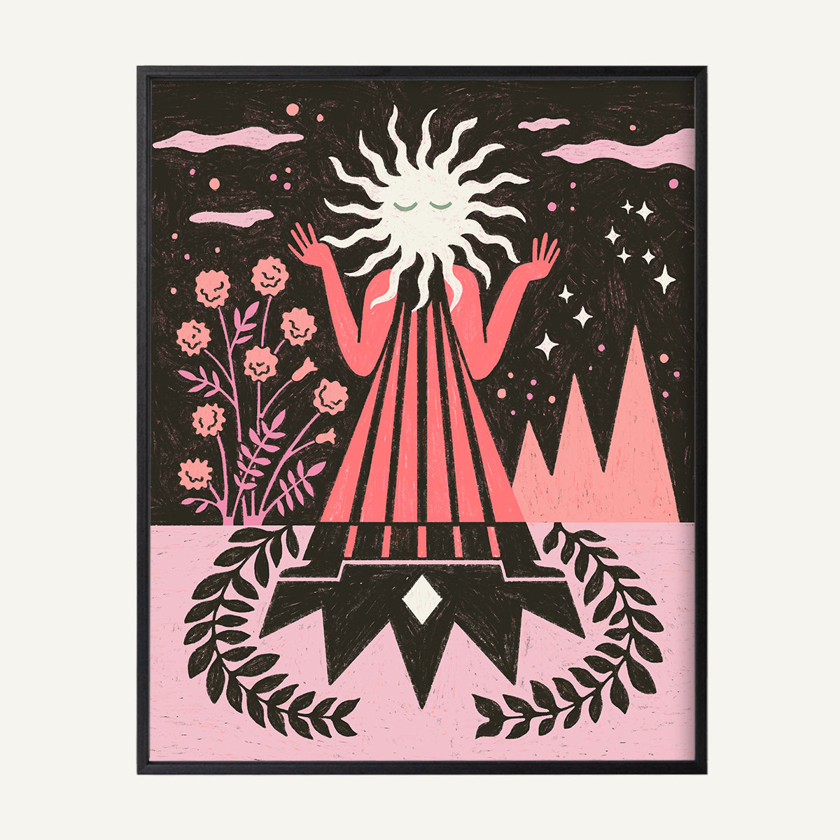 Leo zodiac art print Leo Warm_0009s_0003_16x20 black oak.jpg