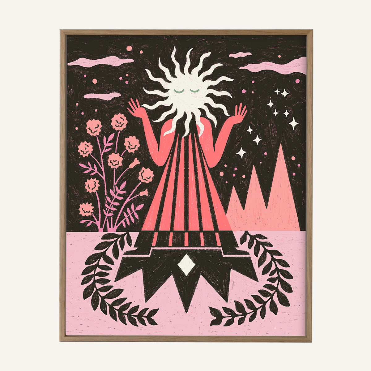 Leo zodiac art print Leo Warm_0009s_0004_16x20 light oak.jpg