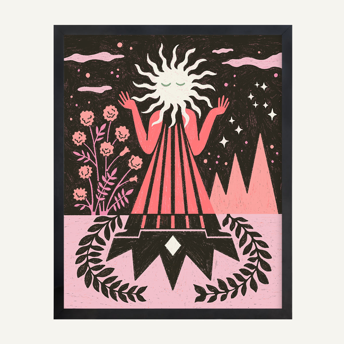 Leo zodiac art print Leo Warm_0009s_0005_16x20 Black Gallery.jpg