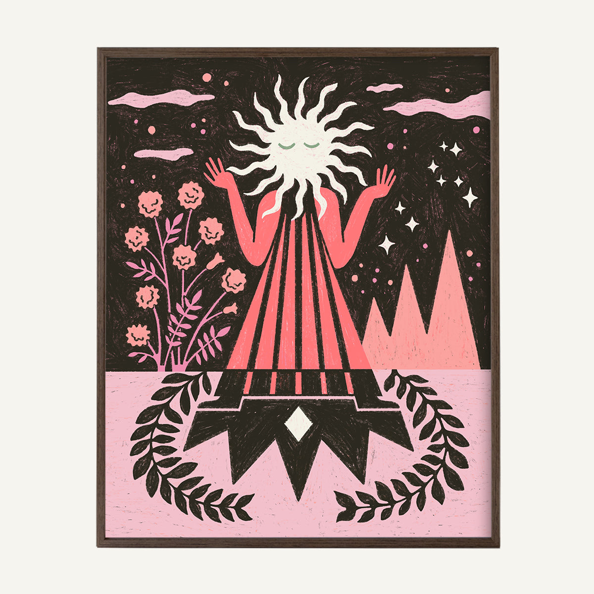 Leo zodiac art print Leo Warm_0009s_0006_16x20 dark oak.jpg