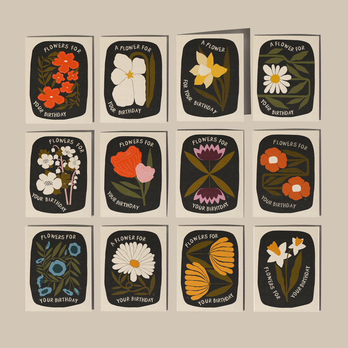 5x7 Birth Month Flower Stationary Set