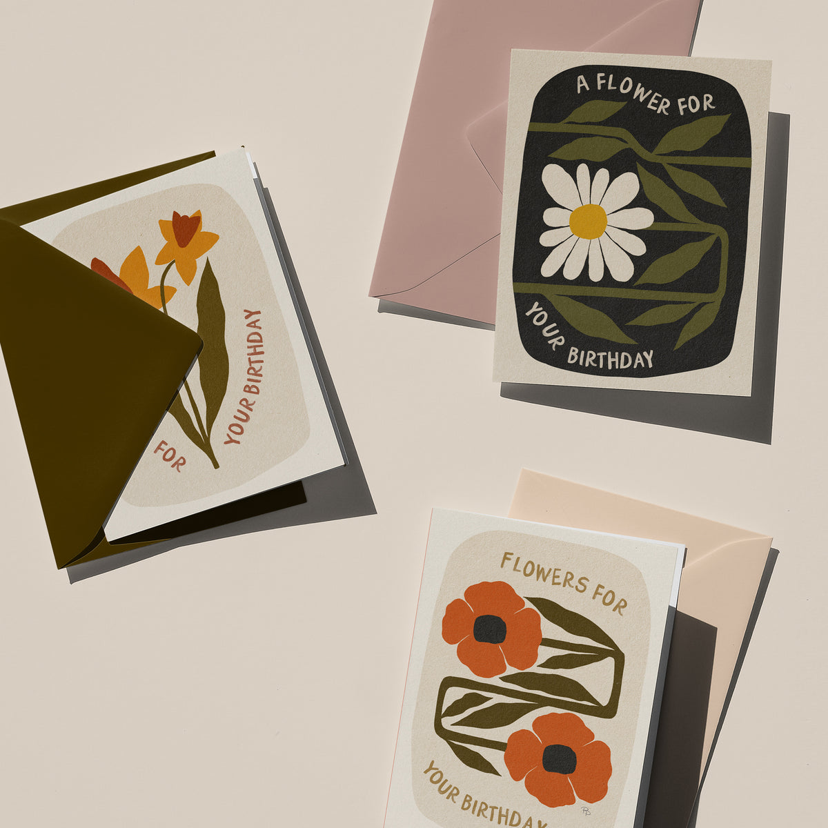 5x7 Birth Month Flower Stationary Set