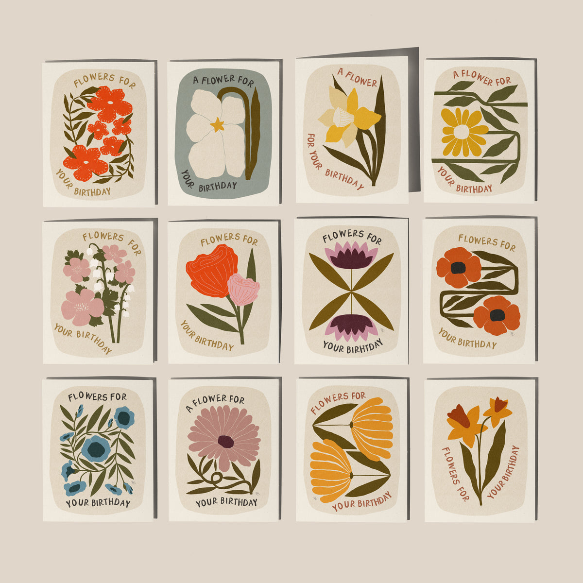 5x7 Birth Month Flower Stationary Set